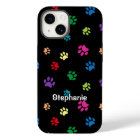 Colourful Paw Prints on Black