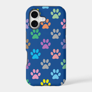 Colourful paw prints pattern