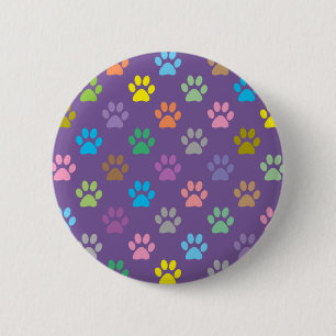 Colourful paw prints pattern 6 cm round badge