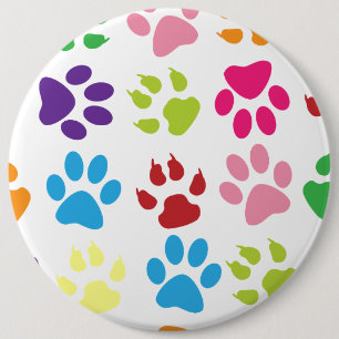 Colourful Paw Prints Pattern 6 Cm Round Badge