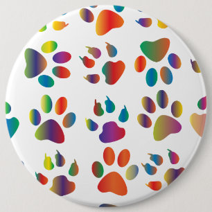 Colourful Paw Prints Pattern 6 Cm Round Badge