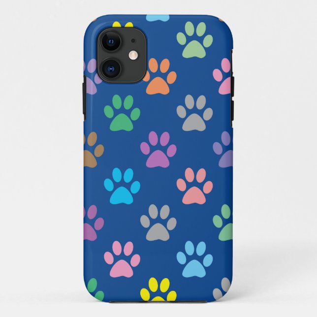 Colourful paw prints pattern Case-Mate iPhone case (Back)