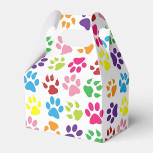 Colourful Paw Prints Pattern Favour Box