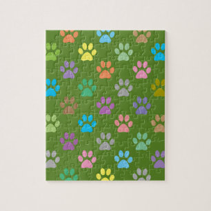 Colourful paw prints pattern jigsaw puzzle