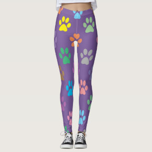 Colourful paw prints pattern leggings