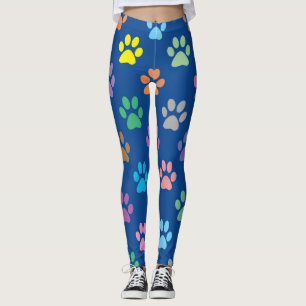 Colourful paw prints pattern leggings