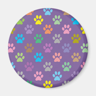 Colourful paw prints pattern magnet