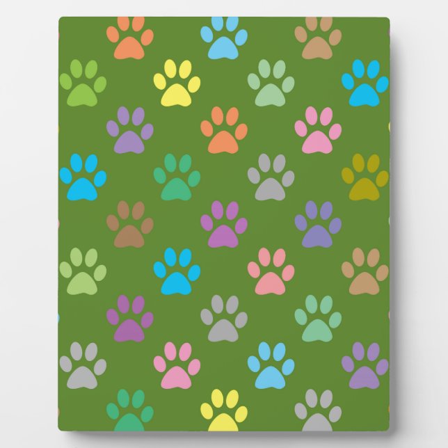 Colourful paw prints pattern plaque (Front)