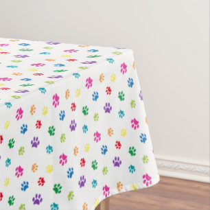 Colourful Paw Prints Pattern Tablecloth