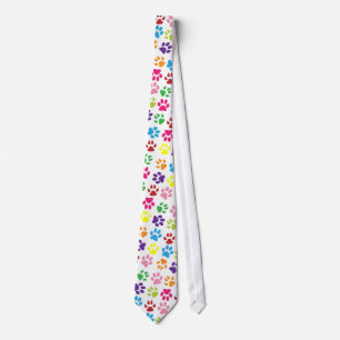 Colourful Paw Prints Pattern Tie