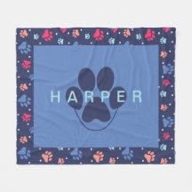 Colourful Paw Prints Personalised Navy Blue Pet