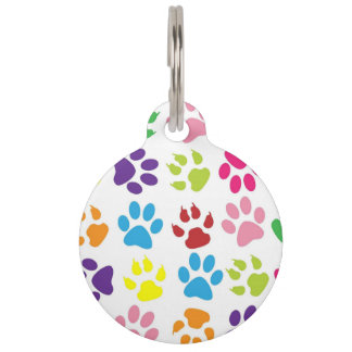 Colourful Paw Prints Pet Tag