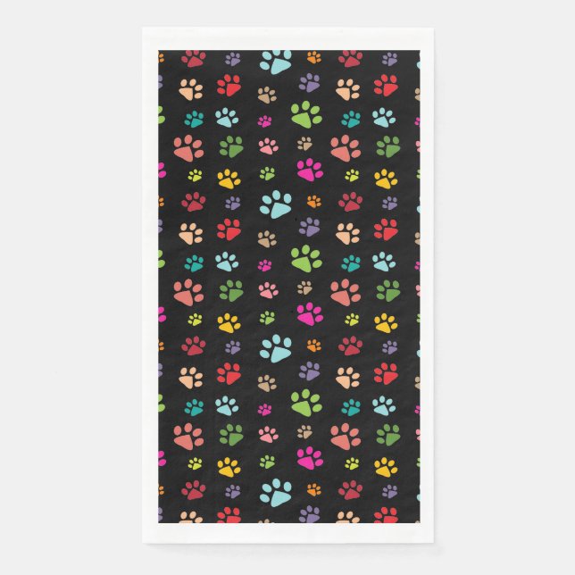 Colourful Pawprints Design Guest Towel Napkins (Front)