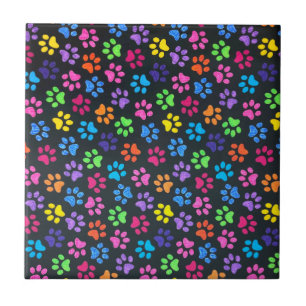 Colourful Paws Ceramic Tile