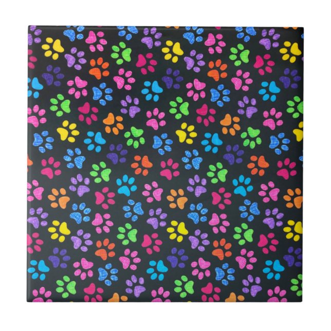 Colourful Paws Ceramic Tile (Front)