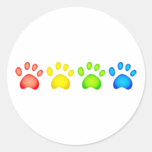 Colourful Paws Classic Round Sticker