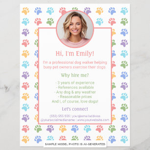 Colourful Paws Custom Photo Dog Walker Services Flyer