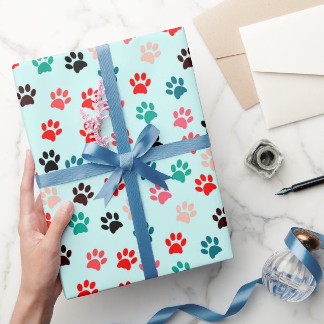 Colourful Paws Dog Lover Cat Lover Pet Lover Cute Wrapping Paper (Gifting)