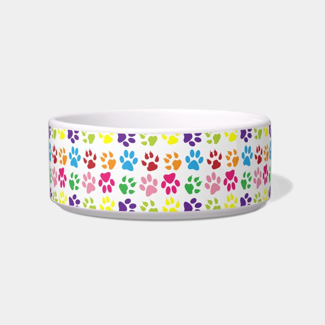Colourful Paws, Dog Paws, Cat Paws Bowl (Front)