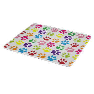 Colourful Paws, Dog Paws, Cat Paws Cutting Board