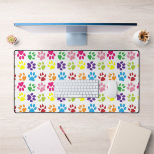 Colourful Paws, Dog Paws, Cat Paws Desk Mat