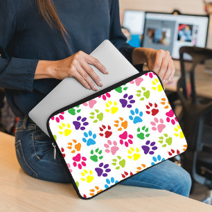 Colourful Paws, Dog Paws, Cat Paws Laptop Sleeve