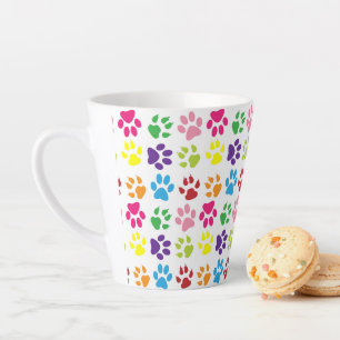 Colourful Paws, Dog Paws, Cat Paws Latte Mug
