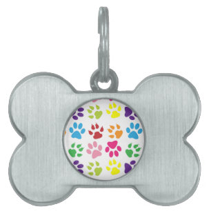 Colourful Paws, Dog Paws, Cat Paws Pet ID Tag