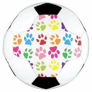 Colourful Paws, Dog Paws, Cat Paws Soccer Ball