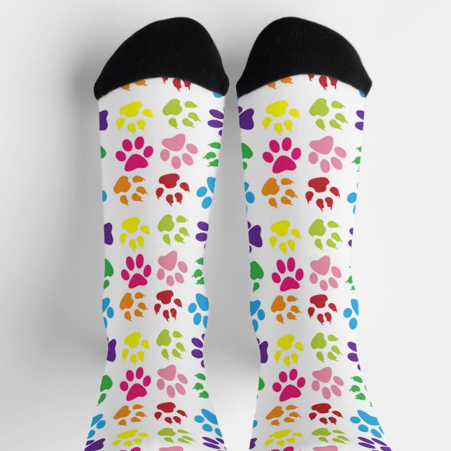 Colourful Paws, Dog Paws, Cat Paws Socks (Top)