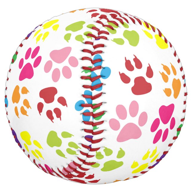 Colourful Paws, Dog Paws, Cat Paws Softball (Angled)