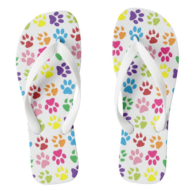 Colourful Paws, Dog Paws, Cat Paws Thongs (Footbed)