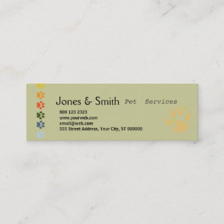 Colourful Paws DOGS  Cats Rainbow Pets Mini Business Card