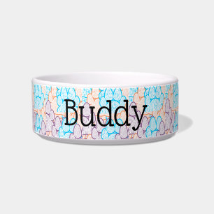 Colourful Paws Illusion Any Name Dog Bowl