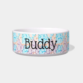 Colourful Paws Illusion Any Name Dog Bowl