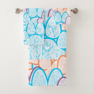 Colourful Paws Illusion Bath Towel Set