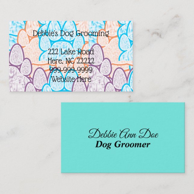 Colourful Paws Illusion Business Cards (Front/Back)