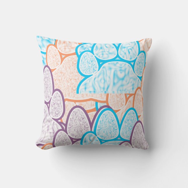 Colourful Paws Illusion Throw Pillow (Front)