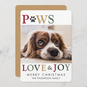 Colourful Paws Love Joy Pet Photo Holiday Card