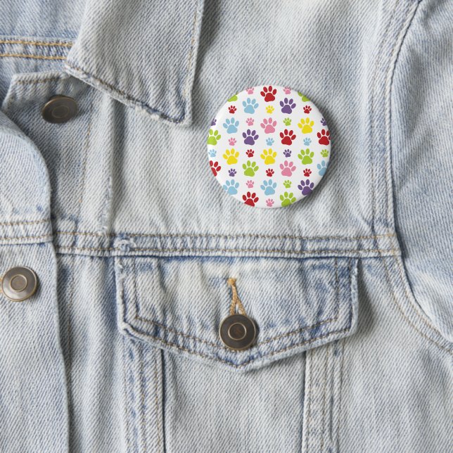 Colourful Paws, Paw Pattern, Dog Paws, Paw Prints 6 Cm Round Badge (In Situ)