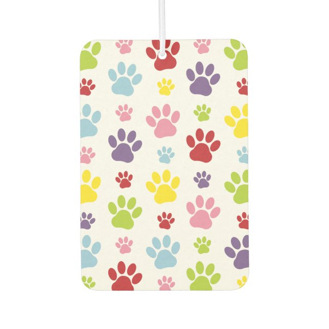 Colourful Paws, Paw Pattern, Dog Paws, Paw Prints Car Air Freshener (Front)