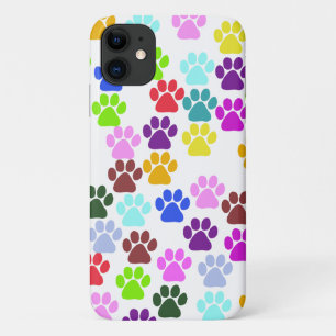 Colourful Paws, Paw Pattern, Dog Paws, Paw Prints iPhone 11 Case