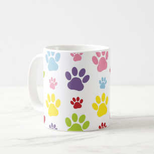 Colourful Paws, Paw Pattern, Dog Paws, Paw Prints Coffee Mug