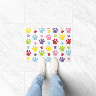Colourful Paws, Paw Pattern, Dog Paws, Paw Prints Doormat