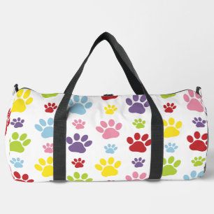 Colourful Paws, Paw Pattern, Dog Paws, Paw Prints Duffle Bag