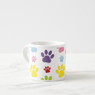 Colourful Paws, Paw Pattern, Dog Paws, Paw Prints Espresso Cup