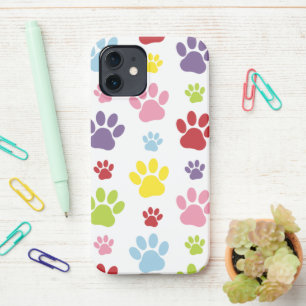 Colourful Paws, Paw Pattern, Dog Paws, Paw Prints iPhone 12 Case