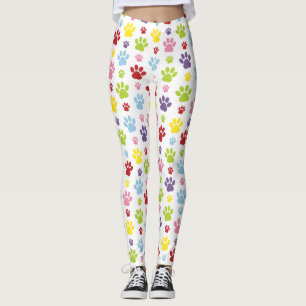 Colourful Paws, Paw Pattern, Dog Paws, Paw Prints Leggings