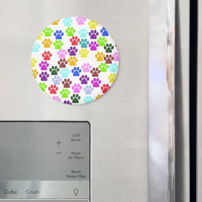 Colourful Paws, Paw Pattern, Dog Paws, Paw Prints Magnet (In Situ (Fridge))