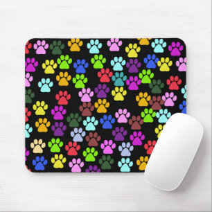Colourful Paws, Paw Pattern, Dog Paws, Paw Prints Mouse Pad